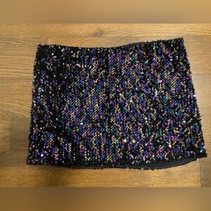 Black iridescent sequin mini skirt L/XL